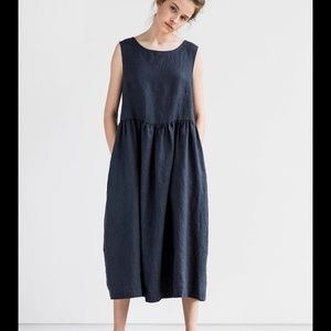 BNWT NotPerfectLinen smock maxi dress in black xs